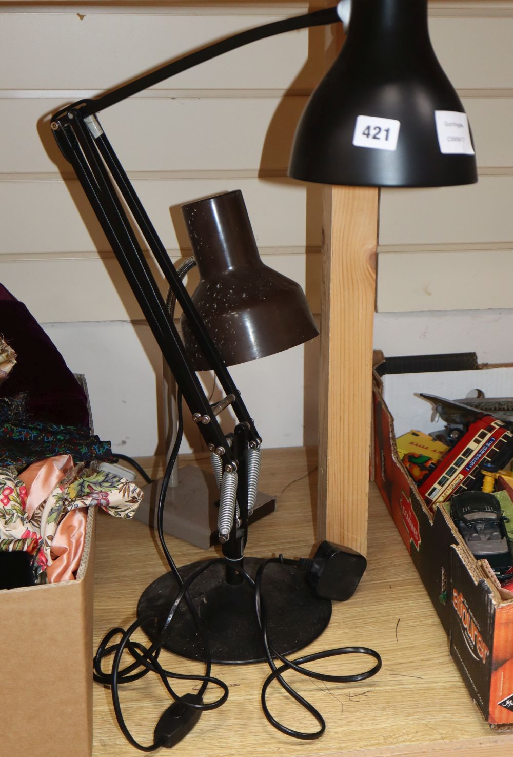 A 1970s anglepoise lamp, height 94cm and a student lamp